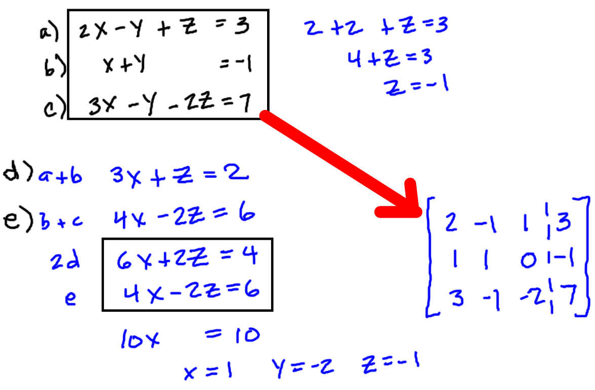 systems of linear equations using matrices