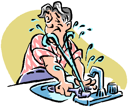 Fixing a tap.